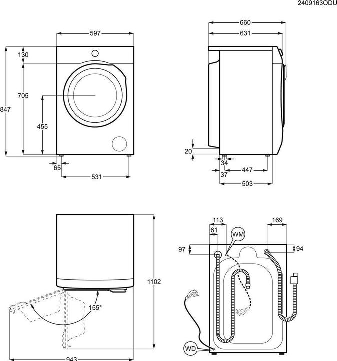 Actual product image AEG LR7H114AW ProSteam 7000 Series Washing Machine Loading (11 kg, Left)