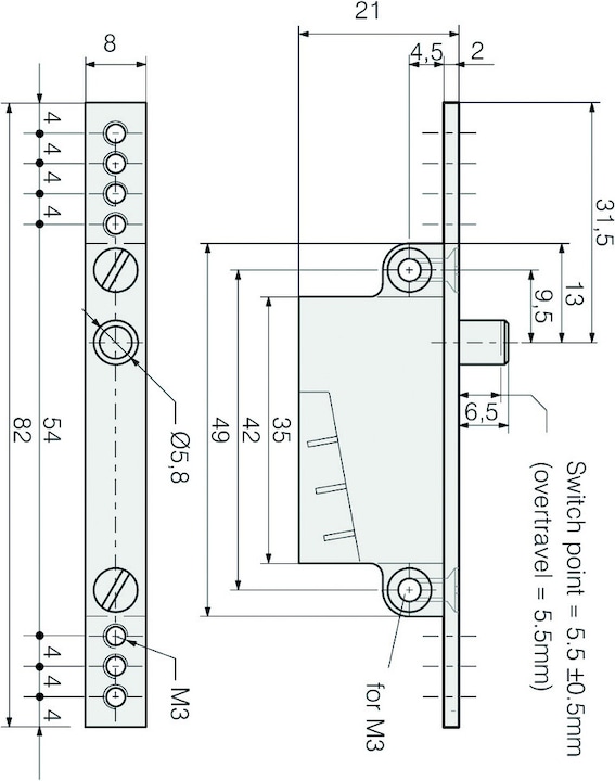 Actual product image BSW Bolt switch contact type U