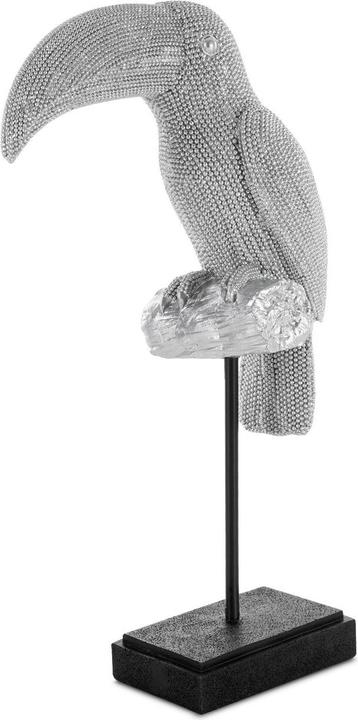 Productafbeelding Eurofirany Toekan - ELDO decoratief beeldje met fijn structuurpatroon, zilver 22 x 11 x 39 cm