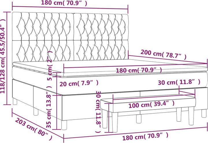 Produktbild vidaXL Boxspringbett (180 x 200 cm)