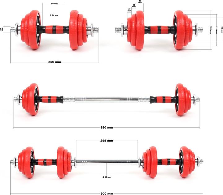 Produktbild Luxtri Hantelset (4 x 0.5 kg, 4 x 2.5 kg, 4 x 1.25 kg)