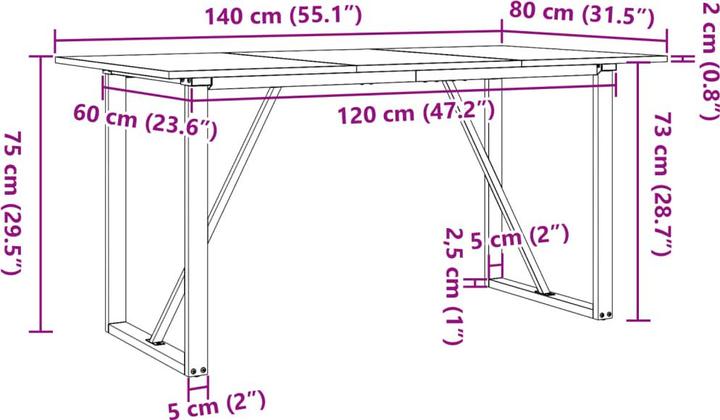 Image du produit vidaXL Esstisch (140 x 80 x 75 cm)