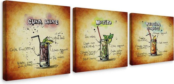 Produktbild Trenddeko Cocktails Set 01 (3-teilig) (40 x 40 cm)