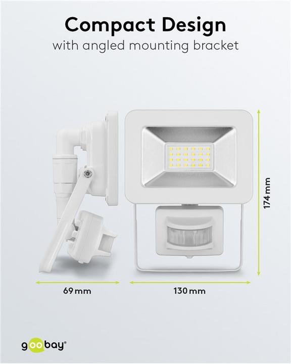 Actual product image Goobay LED outdoor spotlight, 20 W, with motion detector (1706 lm, IP44)