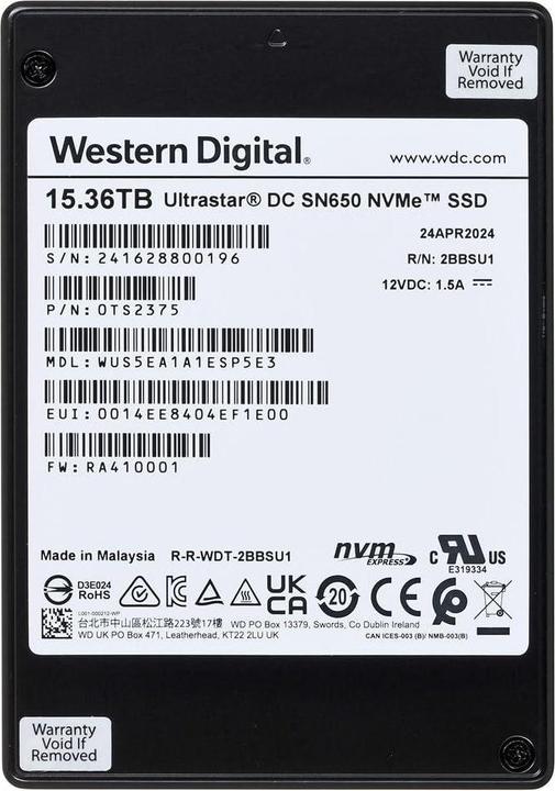 Produktbild WD Ultrastar DC SN650 (15360 GB, 2.5")