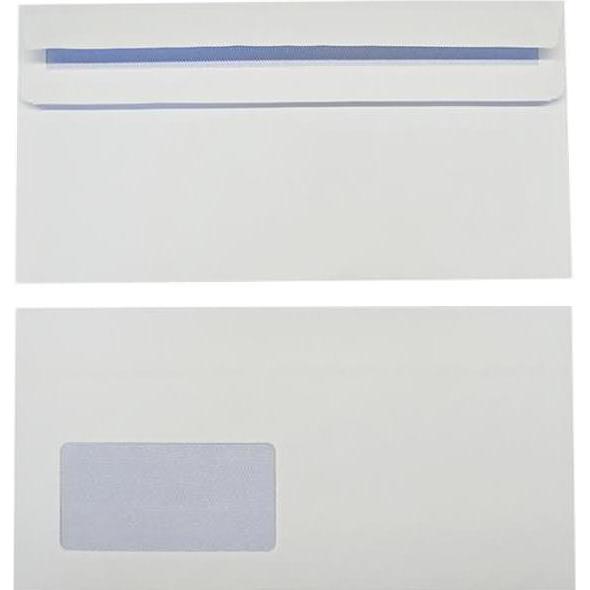 Blanke, Briefumschlag, Briefumschläge 121x235mm 90g/qm selbstklebend Sonderfenster VE=1000 Stück weiss (1000 x)