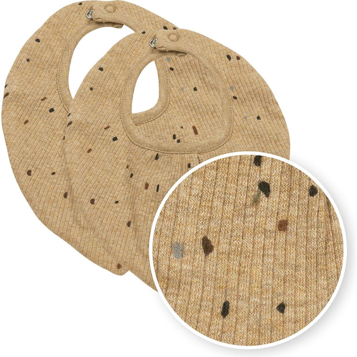 Meyco, Lätzchen, Baby Rib Mini Spot bandana - 2er pack - toffee melange