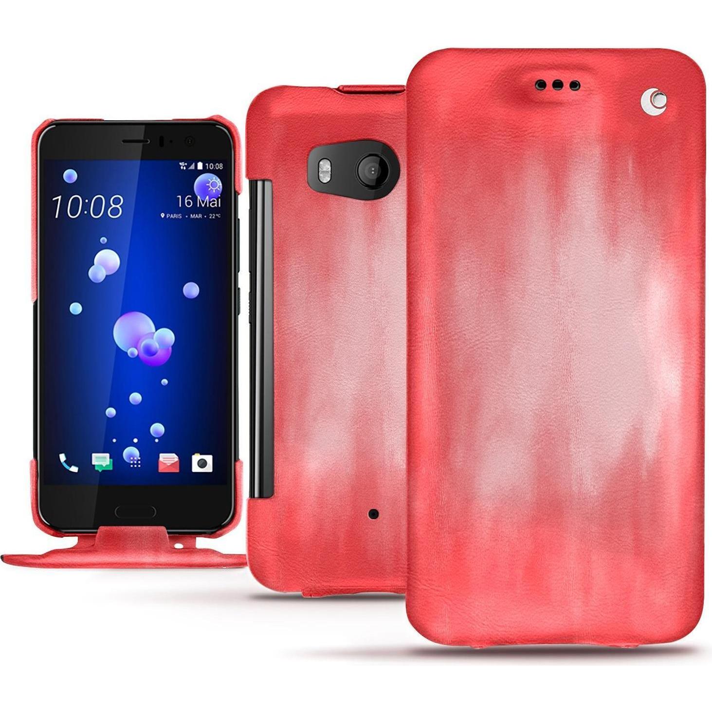 Noreve Lederschutzhülle vertikal (HTC U11), Smartphone Hülle, Rosa