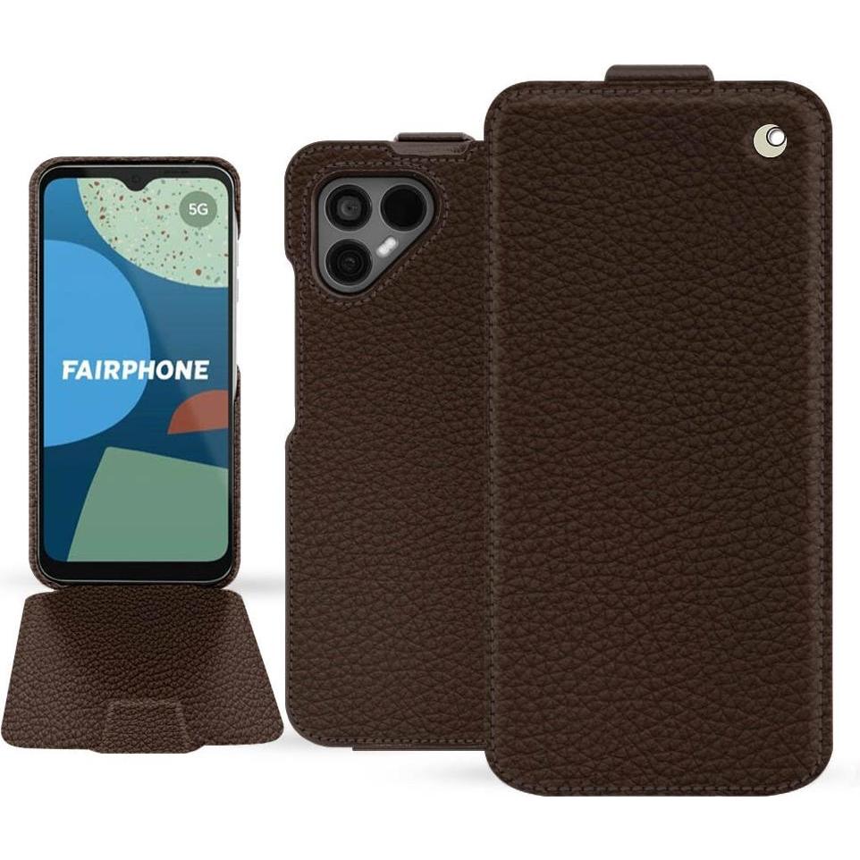 Thumbnail - Noreve Lederschutzhülle vertikal (Fairphone 4), Smartphone Hülle, Braun