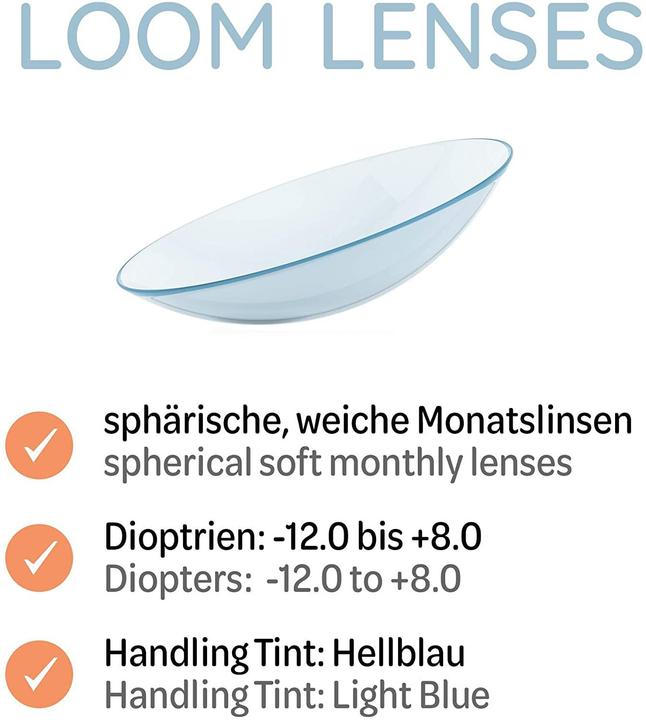 Produktbild LOOM Lenses LOOM Monatslinsen - 3 Stück - weich | BC 8.6 | DIA 14.2 (-12, Monatslinse, 3 Stück)