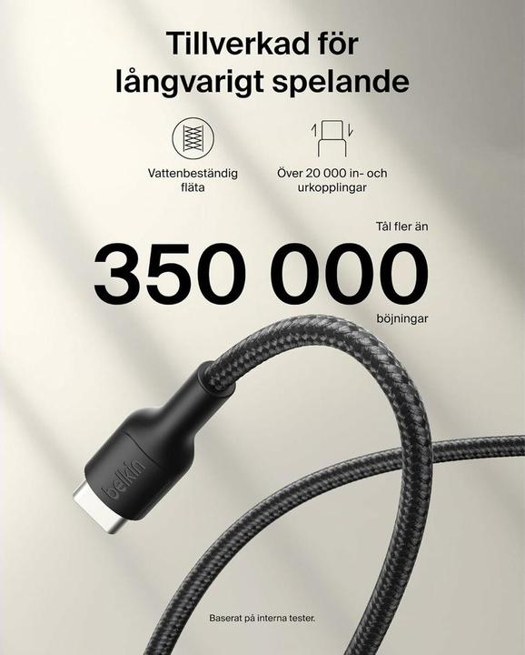 Produktbild Belkin USB-C/USB-C Gaming Kabel 2m gefl. Switch 2 ENA008hq2MBK (2 m, USB 2.0)