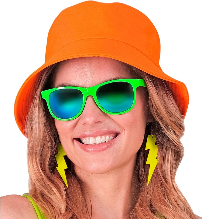 Actual product image Widmann 80s neon bucket fisherman hat in neon orange