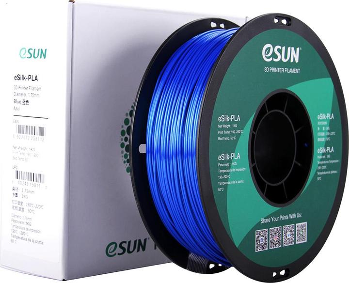 Produktbild eSUN eSilk-PLA 1,75mm Blue 1kg 3D Filament (PLA, 1.75 mm, 1000 g, Blau)