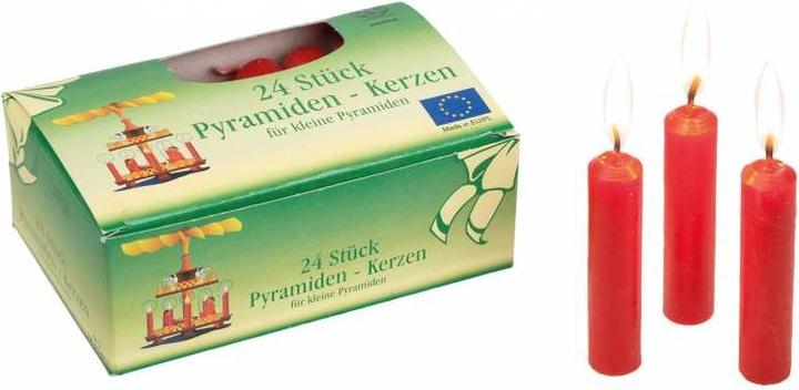 Produktbild Pyramidenkerze 7cm Ø1,4cm rot 24 Pack (24 Stk.)