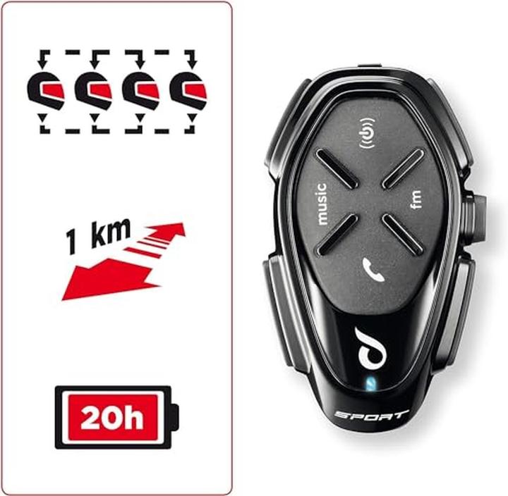 Immagine prodotto Interphone Doppio interfono HD per moto, 4 persone, 1 km, 20 ore di autonomia, GPS, impermeabile, universale (Set di 4)