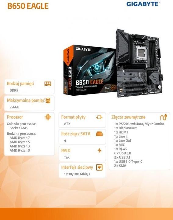 Produktbild Gigabyte B650 EAGLE (AM5, AMD B650, ATX)