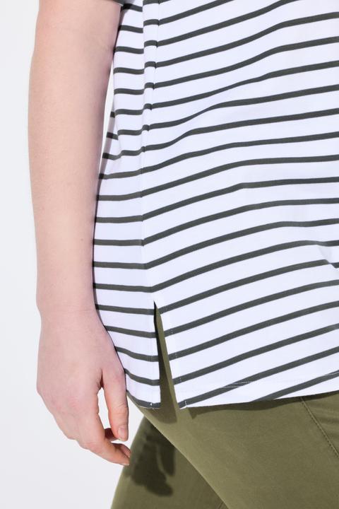 Produktbild Ulla Popken Ringelshirt, A-Linie, Rundhals, Halbarm, Pima Cotton (50, 52)