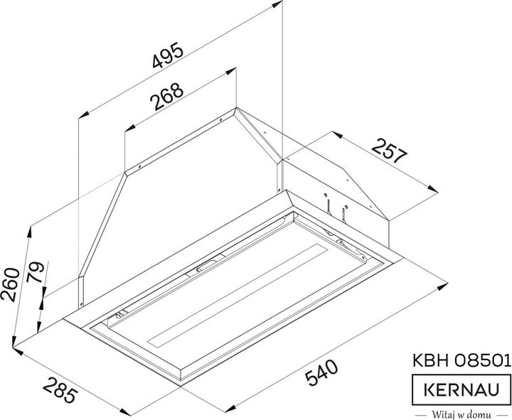 Actual product image Kernau KBH 08501 X cooker hood Built-in Stainless steel ³/h C (Flat-screen hood)