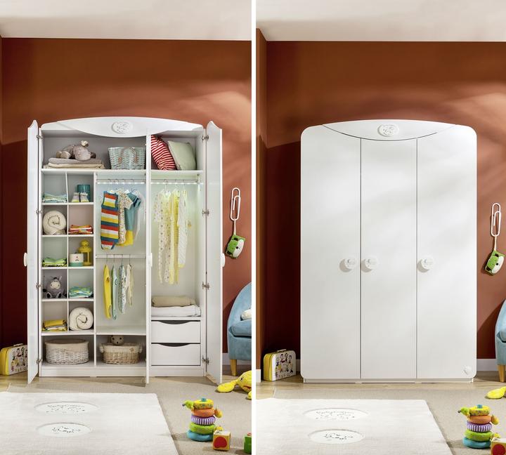 Image du produit Cilek Armoire en coton pour bébé 3 portes (132 cm)