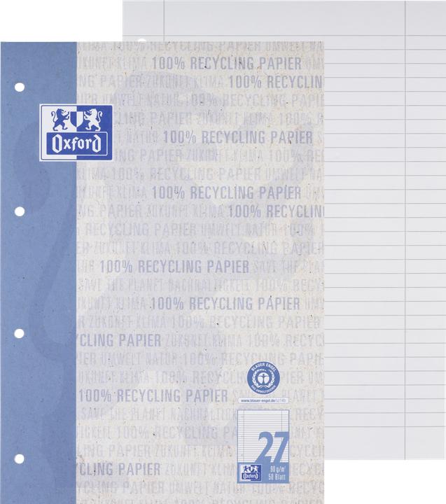Produktbild Oxford Recycling Schulblock, A4 (A4, Liniert, Harter Einband)