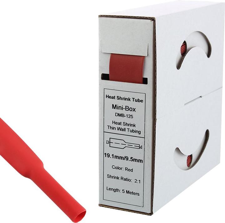 Actual product image Offgridtec 5m heat shrink tubing 19,1mm>9,5mm red (1 x)