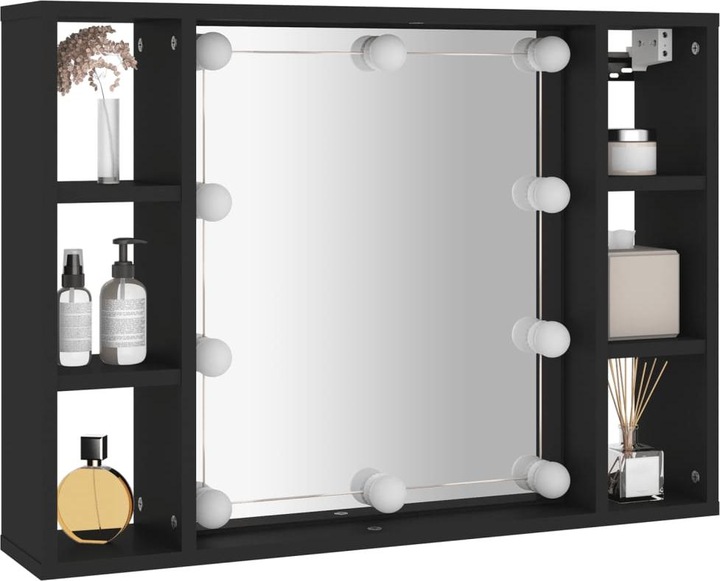 Actual product image VidaXL Spiegelschrank mit LED Schwarz 76x15x55 cm,Farbe (76 x 15 x 55 cm)