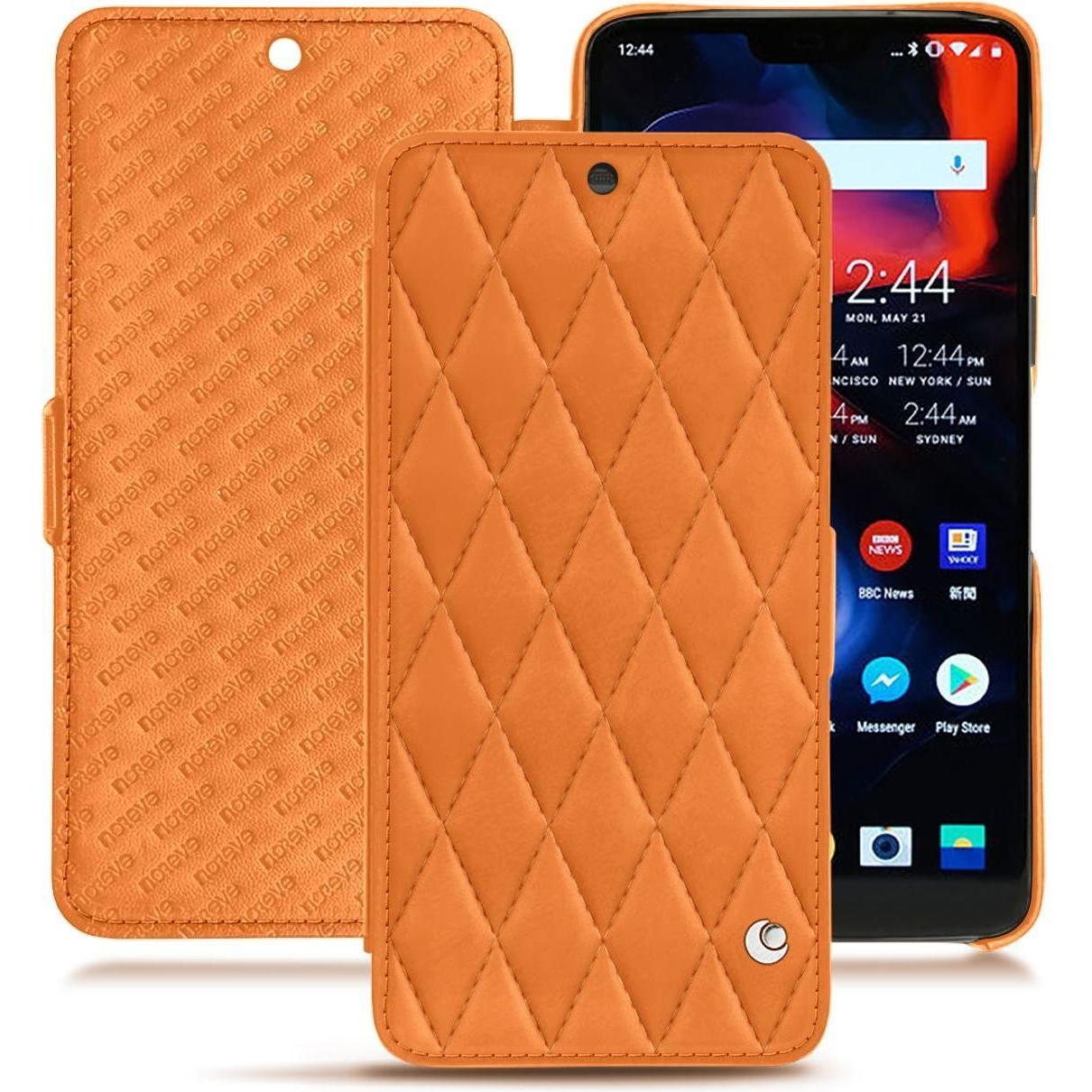 Noreve Lederschutzhülle horizontal (OnePlus 6), Smartphone Hülle, Orange