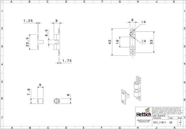 Actual product image Hettich Kugelschnäpper 42 x 8 x 9 mm