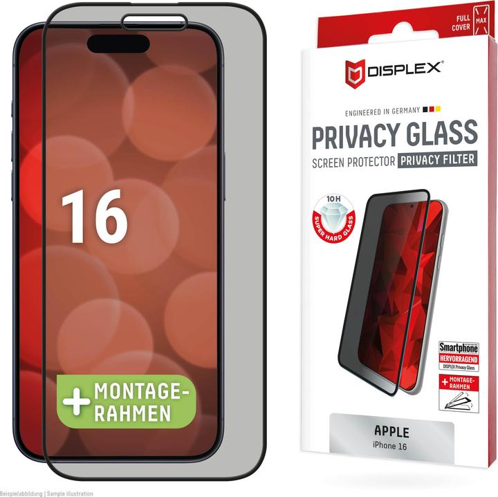 Displex Privacy Glass, Privacy Full Cover Panzerglas (1 Pcs., Apple iPhone 16)