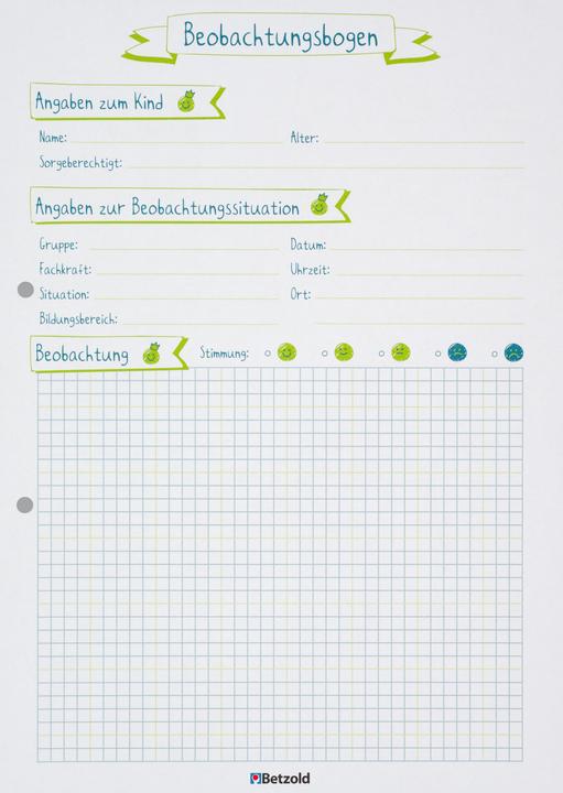 Produktbild Betzold Beobachtungsblock Kita DIN A4 (A4)