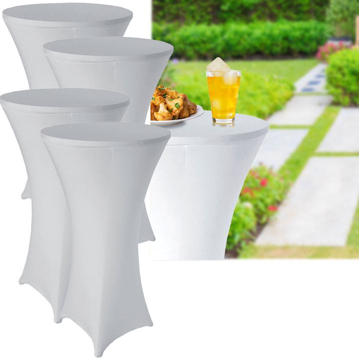 Casativo 4er-Set Stehtischhusse, weiss für Tische bis 110cm (80 x 110 cm)