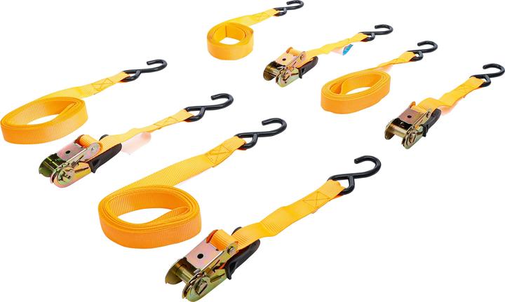 Produktbild BGS Knarren-Spannband-Satz mit schweren Haken 5 m x 25 mm 4-tlg.