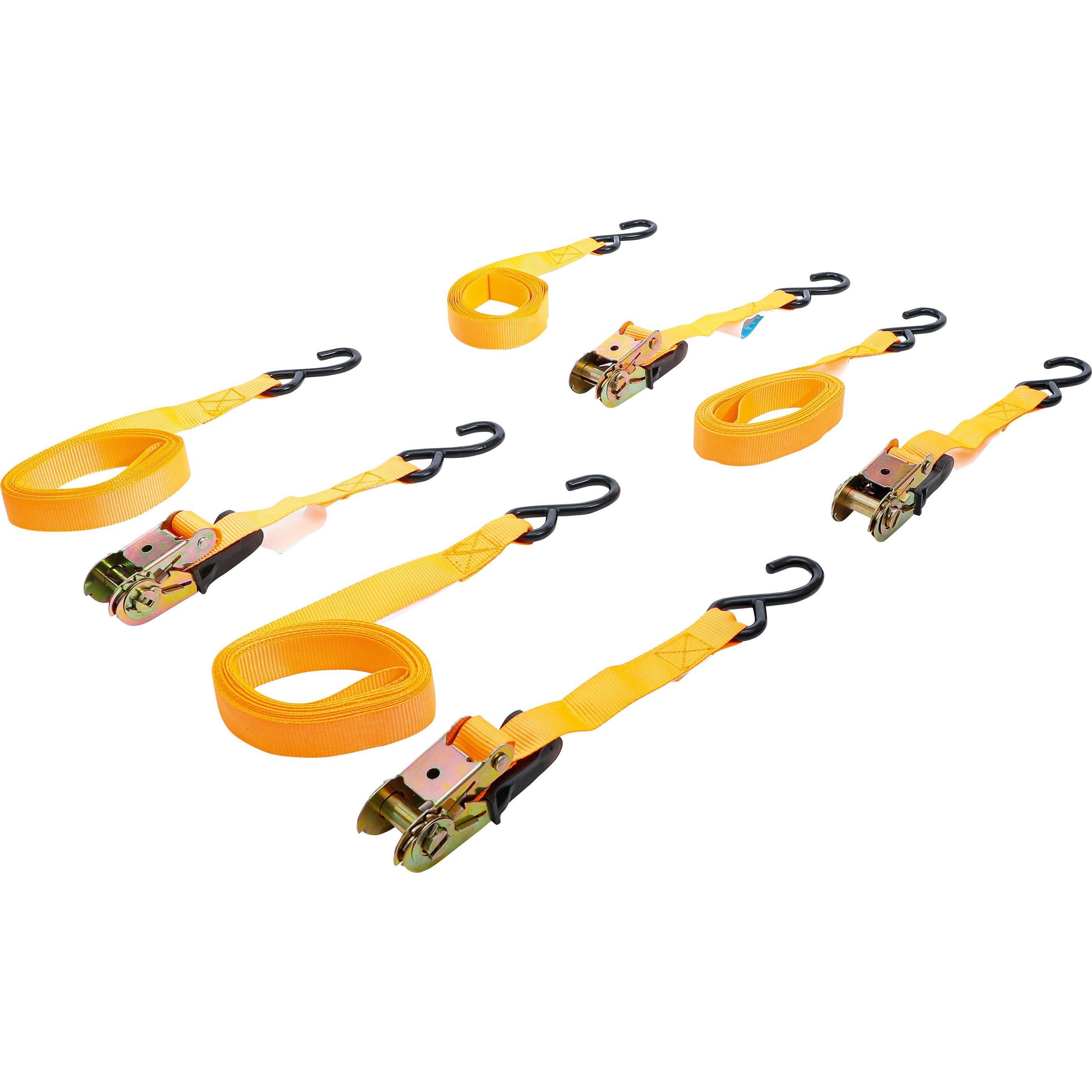BGS, Spanngurt + Ladungssicherung, Knarren-Spannband-Satz mit schweren Haken 5 m x 25 mm 4-tlg.