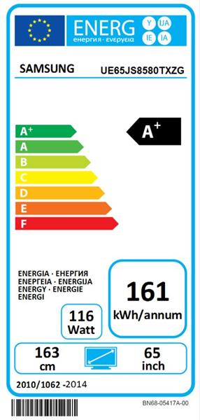 Energy Label Samsung Ue65js8580 (65", QD-LED, 4K)
