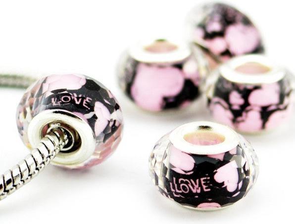 Produktbild Hermex LOVE Bead versilbert 925 - Silbrig Rosa (925er Silber, Acrylglas)