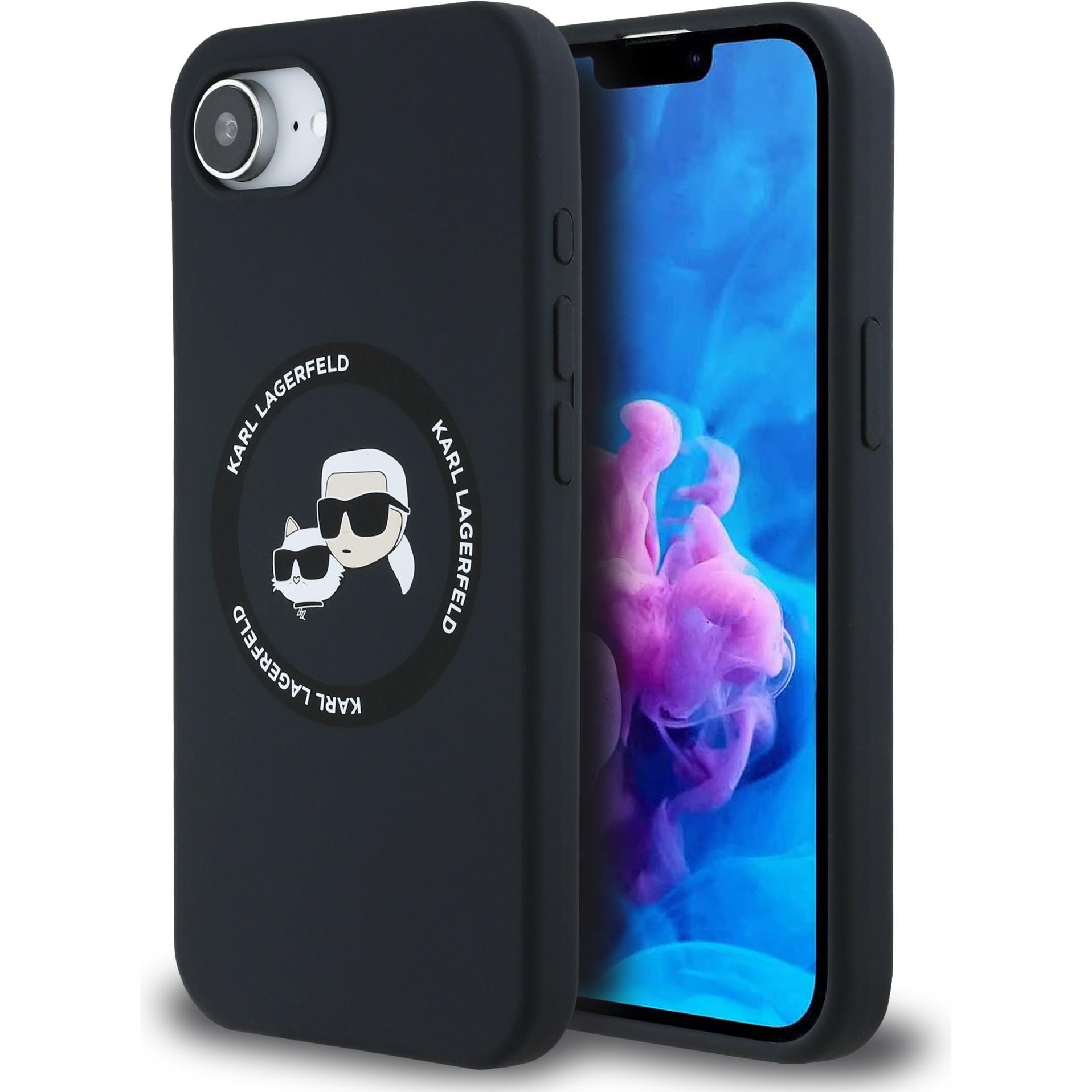 Karl Lagerfeld Back panel cover - Liquid Silicone K&CH Heads MagSafe Case for iPhone SE4 Dark Blue (Apple iPhone 16e), S...
