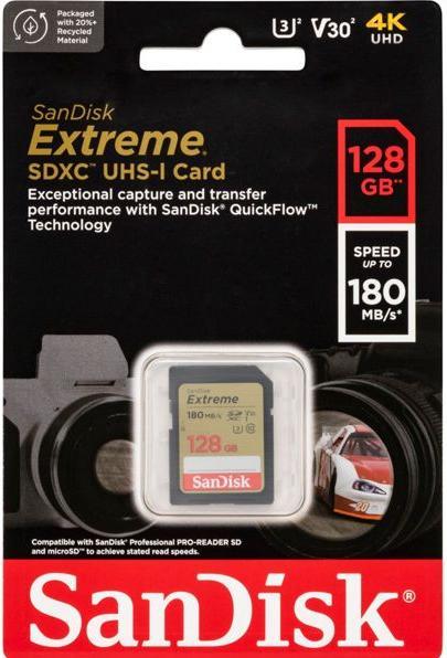 Actual product image SANDISK Extreme (128 GB, SDXC, U3, UHS-I)