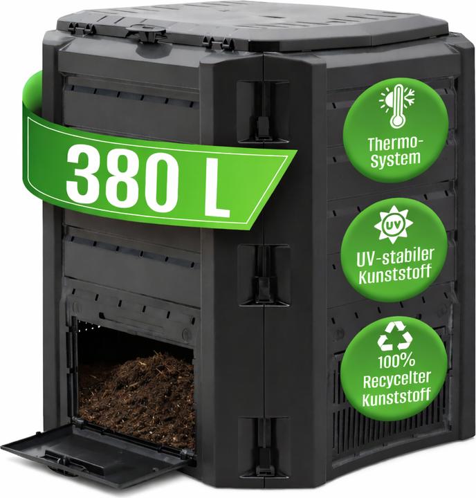 Produktbild Deuba Modularer Zweikammer-Kompostkasten 800L schwarz (800 l)