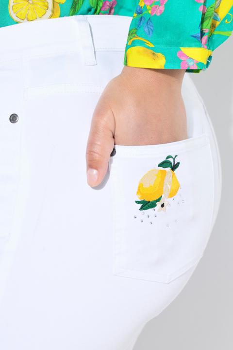 Produktbild Miamoda 3/4-Caprijeans Carrie, Zitronen-Stickerei, Glitzersteinchen (56)