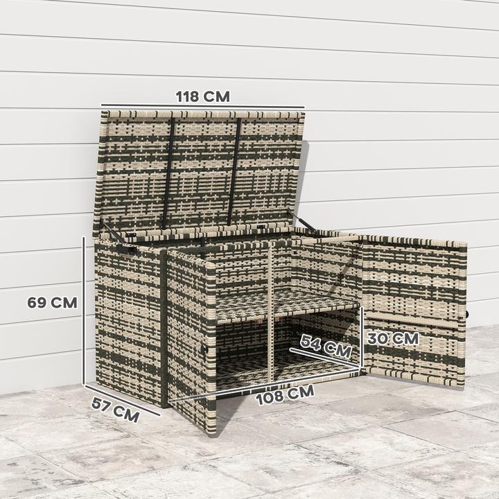 Produktbild Outsunny Rattan-Auflagenbox Stahl, PE-Rattan Mischgrau