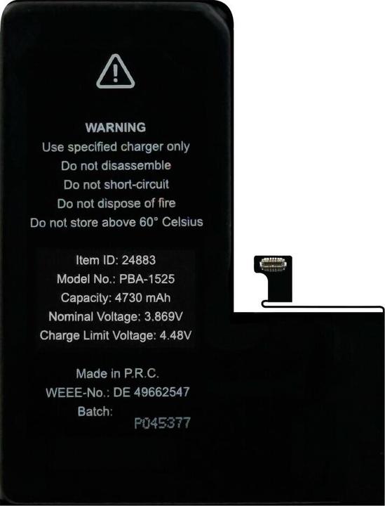 Actual product image prio Hochleistungsakku für iPhone 15 Pro Max (4730 mAh) - Universeller APN -