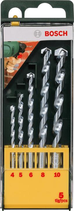 Produktbild Bosch Zubehör Steinbohrer-Set, 5-teilig, Durchmesser: 4 - 10 mm, HM-Steinbohrer (4 - 10 mm)