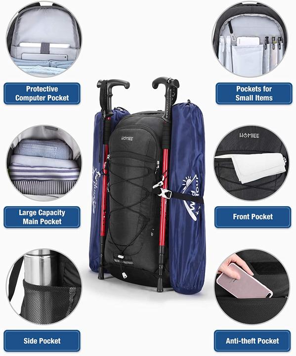 Actual product image Homiee Hiking Backpack (45L, Black) (45 l)