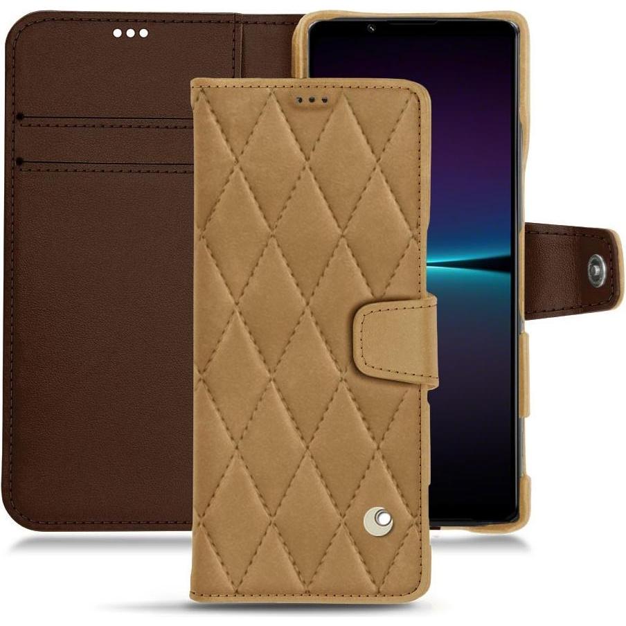 Noreve Lederschutzhülle Wallet (Sony Xperia 1 IV), Smartphone Hülle, Braun