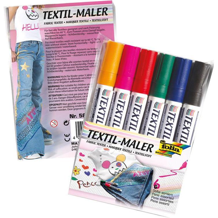 Folia, Marker, Textil Maler (Sortiert, 6 x)