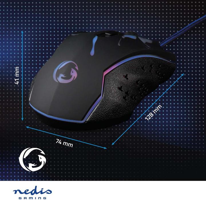 Produktbild Nedis Gaming Mouse | Verdrahtet | 1200 / 1800 / 2400 / 3600 dpi | Einstellbar DPI | Anzahl Knöpfe: 6 (Kabelgebunden)