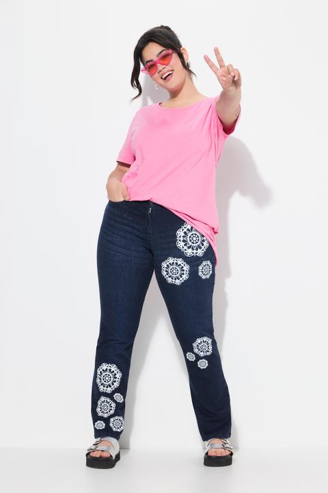 Produktbild Angel of Style Jeans Paula, Straight Fit, 3D-Blumendruck (46)