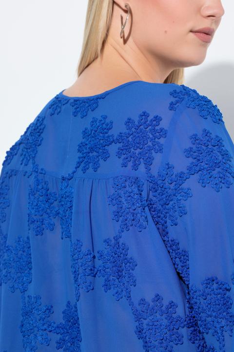 Actual product image Ulla Popken Sheer Textured Floral Blouse (62)