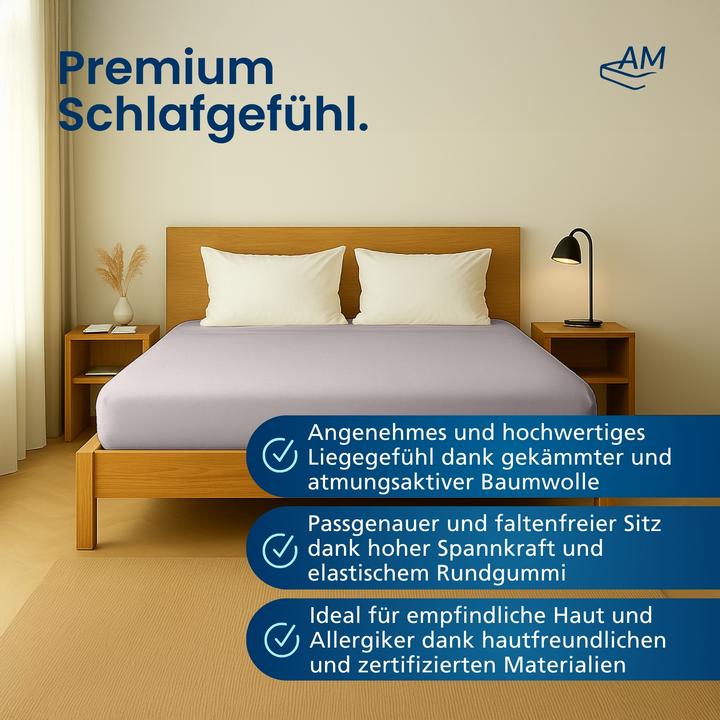 Actual product image AM Qualitätsmatratzen Premium Spannbettlaken für Matratze, Baumwolle (200gsm) (120 x 200 cm)