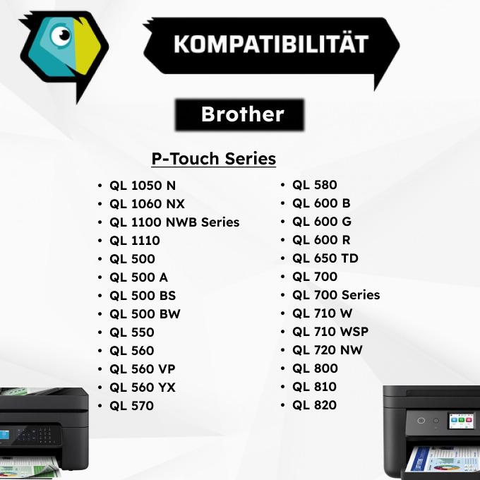 Image du produit Inkadoo Compatible avec Brother DK-22225 Etiquette, blanche, compatible avec Brother P-Touch QL 1050